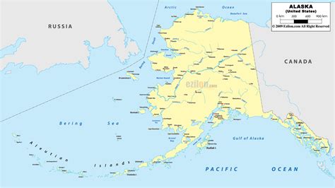 Map of Alaska State, USA .